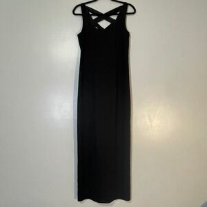 Laundry by Shelli Segal Black Maxi‎ Dress Criss Cross Back Formal Gown 10